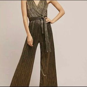 Anthropologie metallic gold jumpsuit